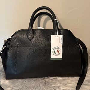 BNWT ANNA PAOLA Genuine Italian Leather and Suede Viral Satchel Crossbody Bag